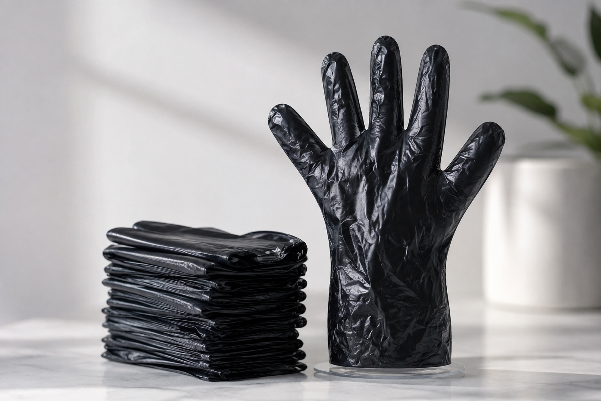 Black Plastic Gloves